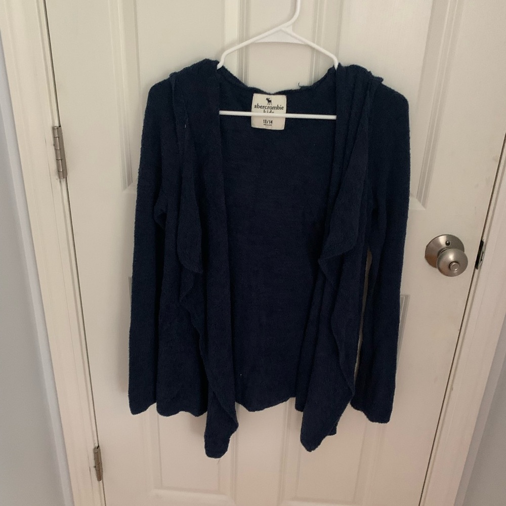 Navy blue fuzzy Abercrombie Kids cardigan